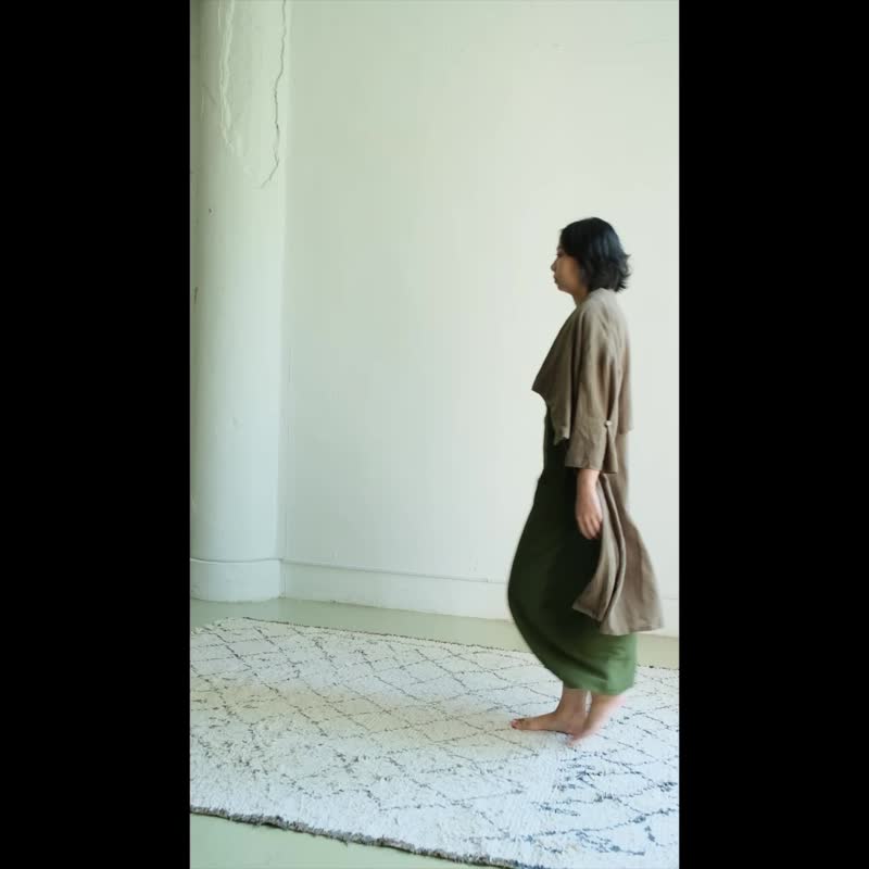 OMAKE 層次感風衣外套 / 棉麻 灰白 - 女大衣/外套 - 棉.麻 灰色