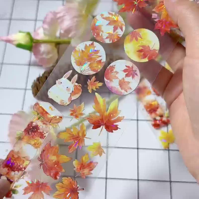 Maple Leaf PET Paper Tape Shell Light - Washi Tape - Other Materials Multicolor