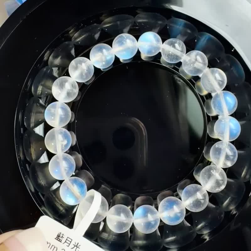 精品天然高彩藍月光水晶9mm21.37g人緣桃花提升魅力助眠緩解急躁 - 手鍊/手環 - 水晶 藍色
