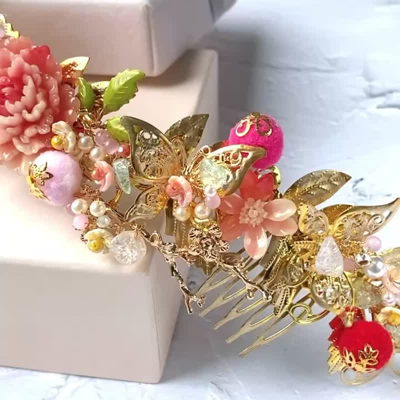 Tiara/Headwear/Handmade/Crown/Bridal Accessories/Chinese Headdress/Gown Headdress/Wedding Headdress - Hair Accessories - Other Metals Gold