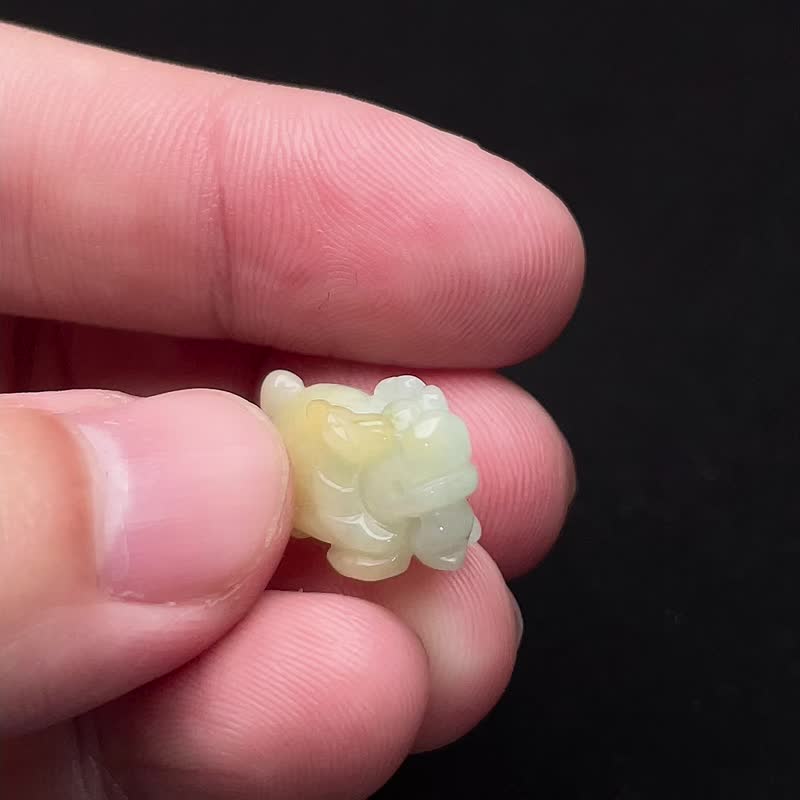 冰糯綠飄黃翡翠龍龜 | 天然緬甸玉翡翠A貨 - 其他 - 玉石 綠色