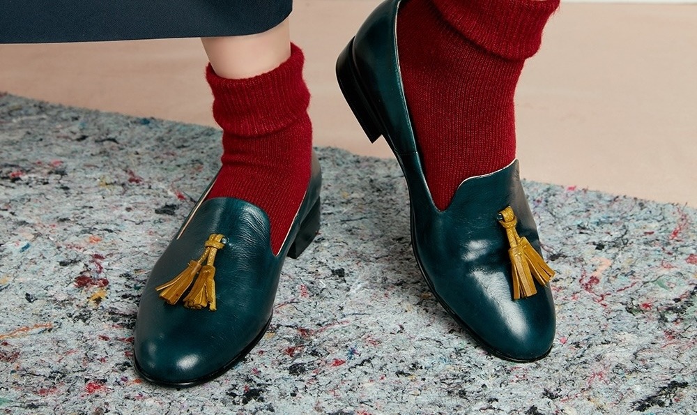 hthree ダークグリーン レザー ローファー 低ヒール 23.5〜24㎝ ローファー | 41010 / DARK GREEN (LEATHER SOLE) - G.H.BASS