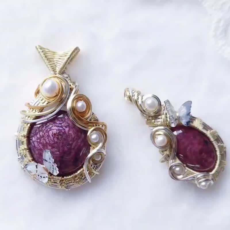 [Treasure] Natural ruby ​​pendant/lover gift/bestie gift/graduation gift/ - สร้อยคอ - เครื่องเพชรพลอย 