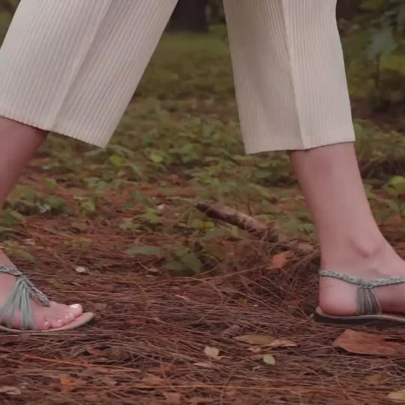 Women Woven Flat Rope Sandals Braided Beach Boho Sandals Explore Golden Black - 拖鞋 - 尼龍 黑色