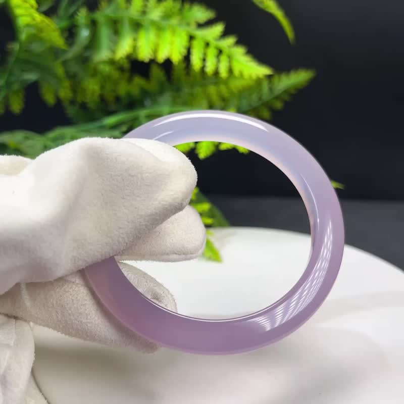 優質 馬達加斯加 漸變紫瑪瑙手鐲 56MM 高冰凈體起剛 氣質雅致 - 手鍊/手環 - 半寶石 紫色