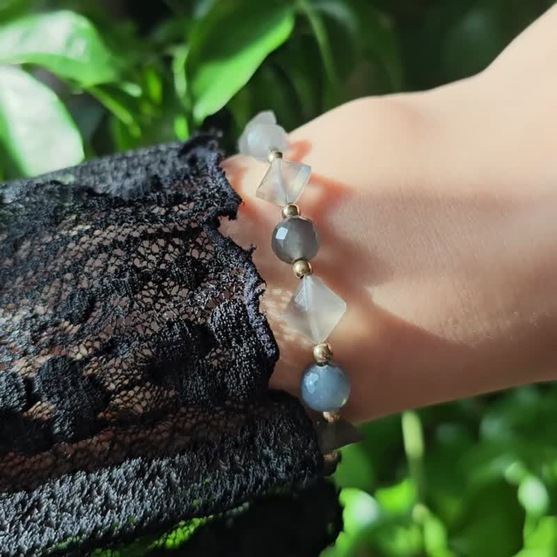 AA+ Gray Moonstone Bracelet 14KGF - Bracelets - Semi-Precious Stones Gray