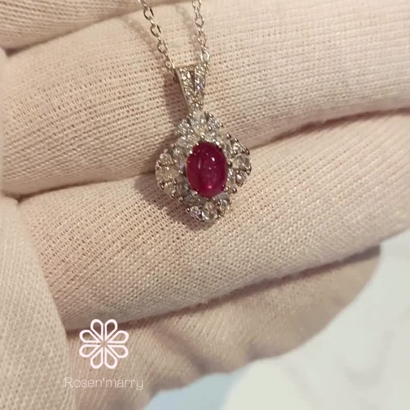 Natural Star Ruby Pendant and Necklace Sterling Silver 925. - Necklaces - Sterling Silver Red