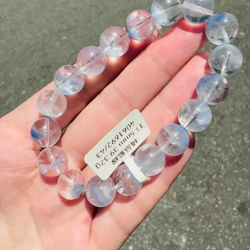 高品玻璃體透藍線石水晶11.5mm39.32g防甲狀腺亢進加強表達能力 - 手鍊/手環 - 水晶 藍色
