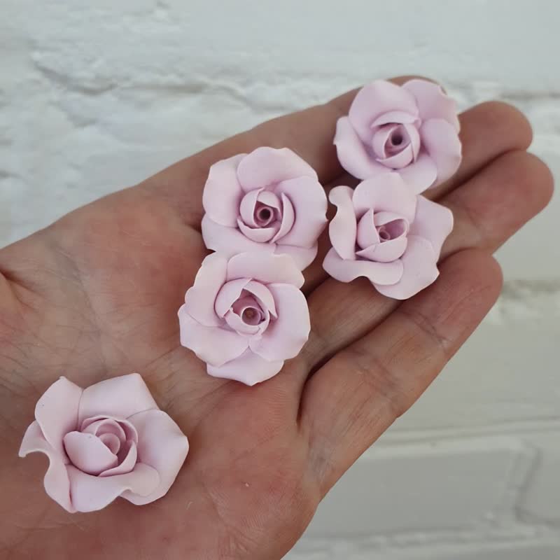 Plastic Parts, Bulk Supplies & Tools Pink - Pink- Purple Roses Beads, Floral rose beads polymer clay