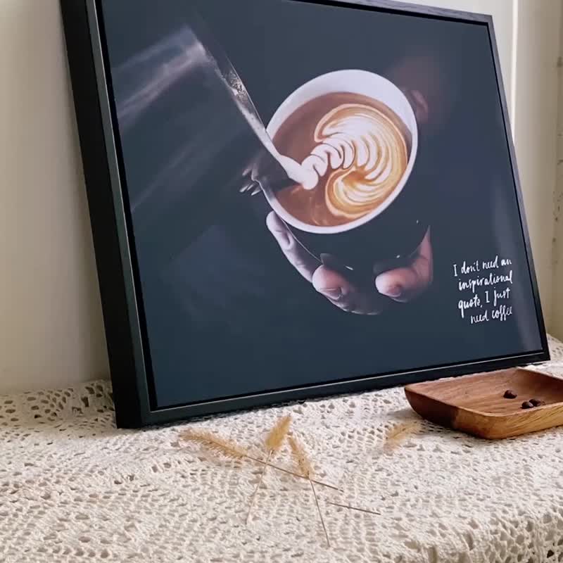 Just a Cup of Coffee-Photography, Wall Decor, Black and White Coffee Print - Posters - Other Materials Multicolor