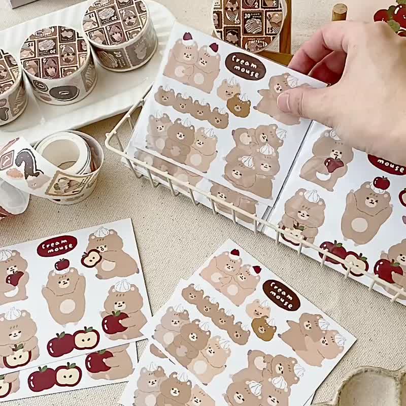 Butter rat hand clipping stickers/handbook stickers/7 patterns in total - Stickers - Paper Multicolor