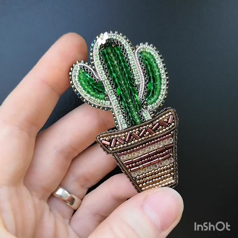 Cactus brooch pin handmade gift brooches for women green brooch