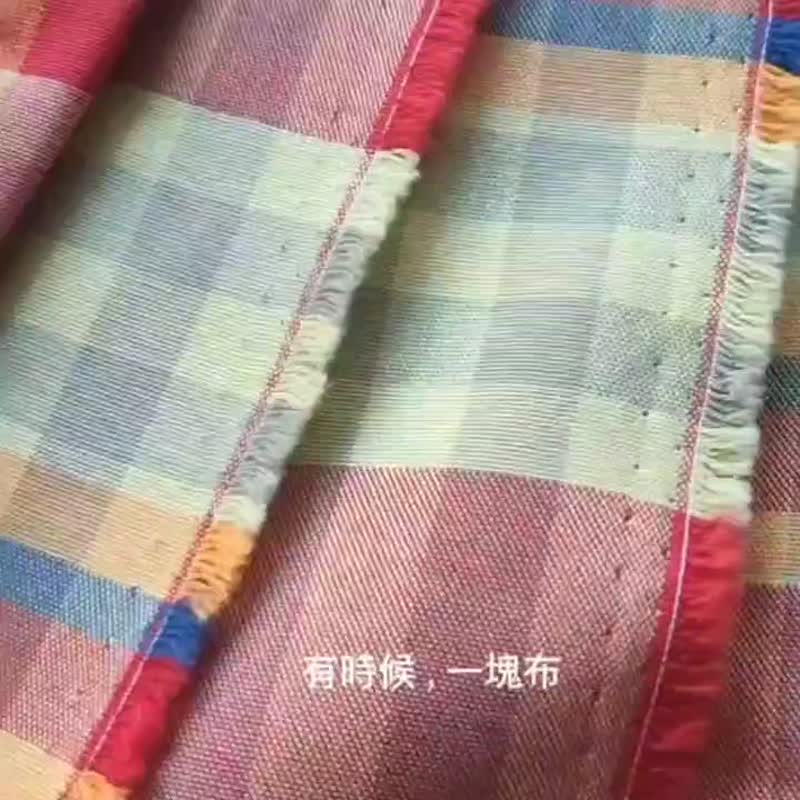 羊毛與棉 | 格紋布 | 彩虹糖 - 編織/刺繡/羊毛氈/縫紉 - 棉．麻 橘色