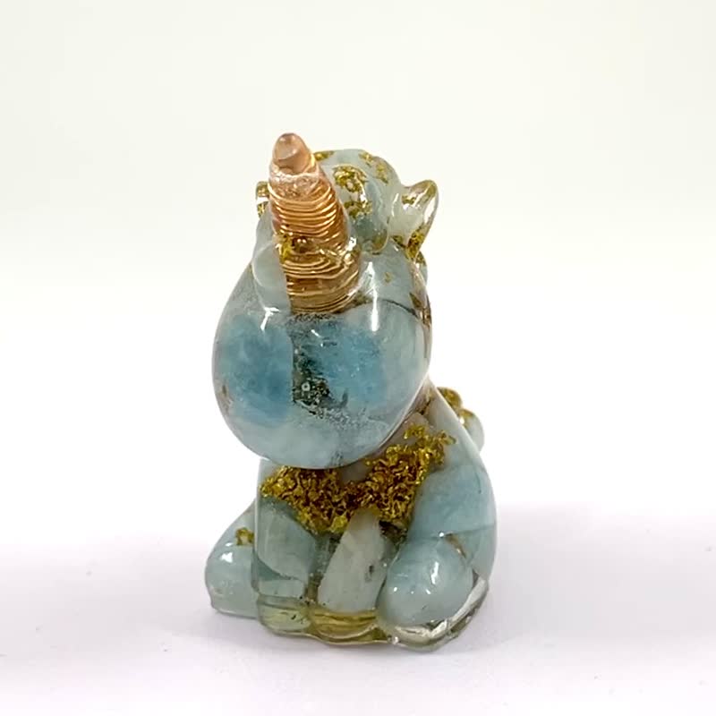 Good Luck Orgonite Orgonite Energy Unicorn-Aquamarine Model (Small) - Items for Display - Semi-Precious Stones Blue