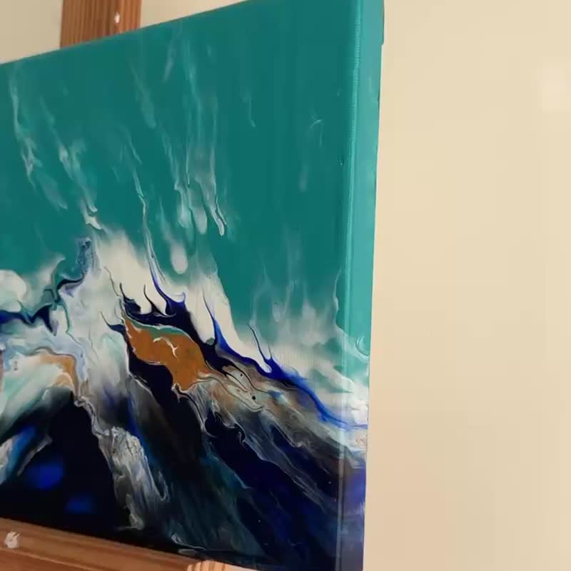 流體藝術 • 擺佈畫作 • 抽象原創丙烯酸畫擺佈畫作 - 海報/掛畫/掛布 - 棉．麻 綠色