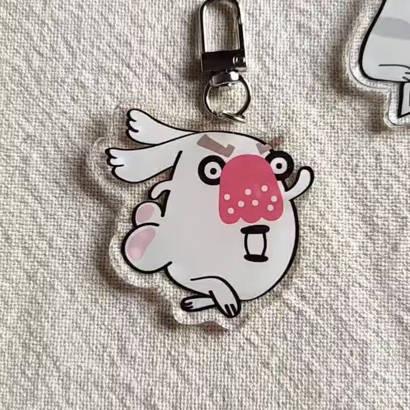 狗屁人生 壓克力吊飾 動物鑰匙圈 創意鑰匙圈  搞怪吊飾 創意飾品 - 吊飾/掛飾 - 壓克力 白色