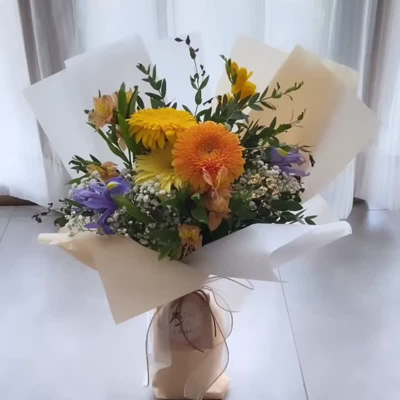 【畢業 / 感謝花束】太陽菊鮮花束 Sunny Girls - 盆栽/植栽 - 植物．花 橘色