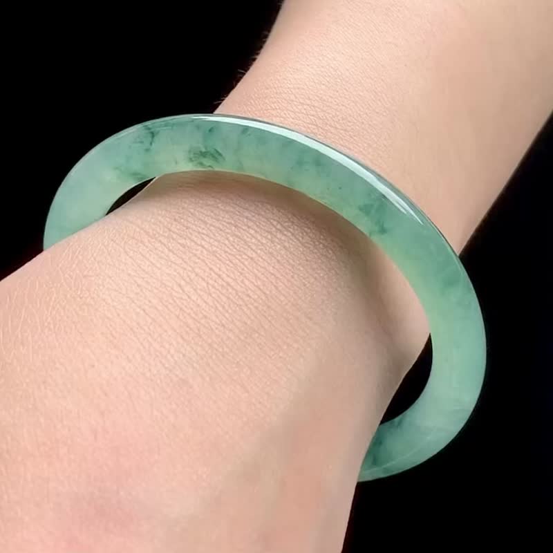 Ice Jade Natural Jade Bracelet A Jade Bracelet Jade Pony • Ice Jade Floating Flower Jade Concubine Bracelet - Bracelets - Jade Green