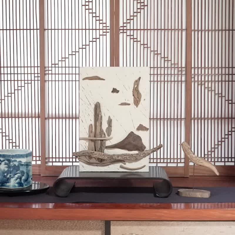 流木で描く山水画　流木アートで 大自然の風景をあなたのお部屋に　壁面装飾画、日本の山水画　中国の山水画　４ - 壁貼/牆壁裝飾 - 木頭 咖啡色