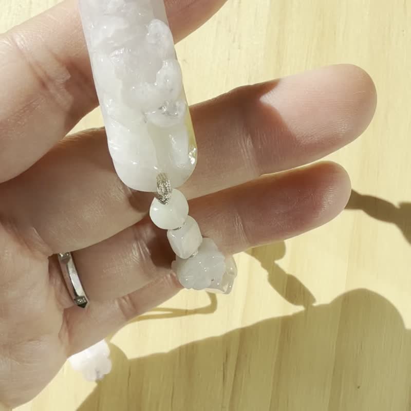 手工翡翠手串 — 牡丹與飛舞之翼 - 手鍊/手環 - 玉石 橘色