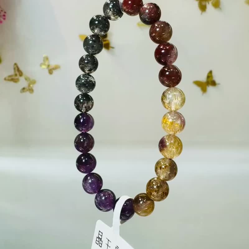 天然極光老礦濃色8mm18g手珠可通人體七輪提高靈性發揮潛能 - 手鍊/手環 - 水晶 多色