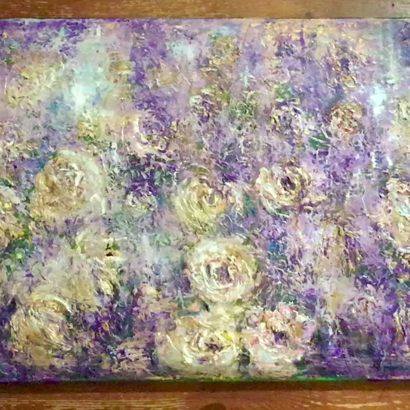Floral Galaxy original oil painting - ตกแต่งผนัง - วัสดุอื่นๆ สีม่วง