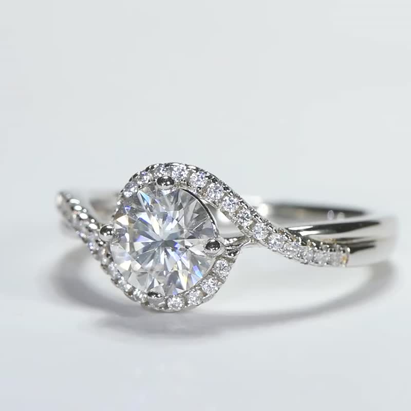 1 Carat Angel Eye Twisted Arm Moissanite Diamond Ring--Couple Jewelry Emerald Crystal - General Rings - Diamond 