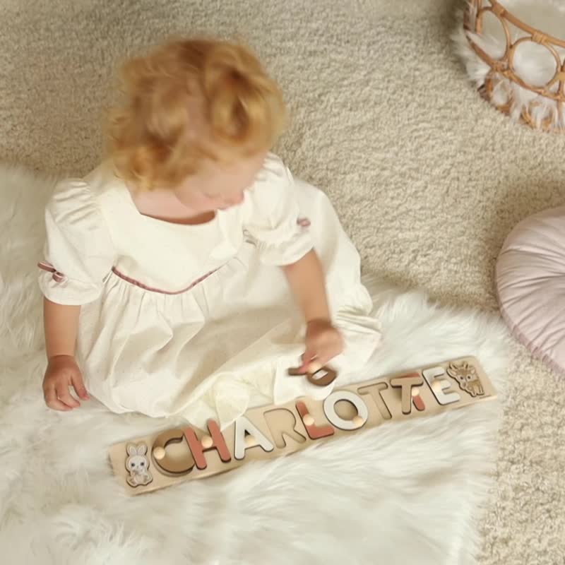 Name Puzzle, Puzzle with Name, Baby Custom Name Puzzle, Baby Girl Name Sign - 彌月禮盒 - 環保材質 