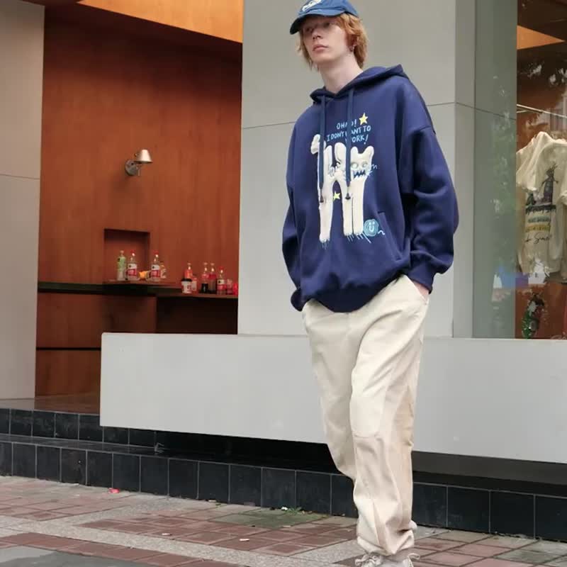 男士束腳褲 撞色拼接長褲刺繡運動褲 - 男長褲/休閒褲 - 棉．麻 