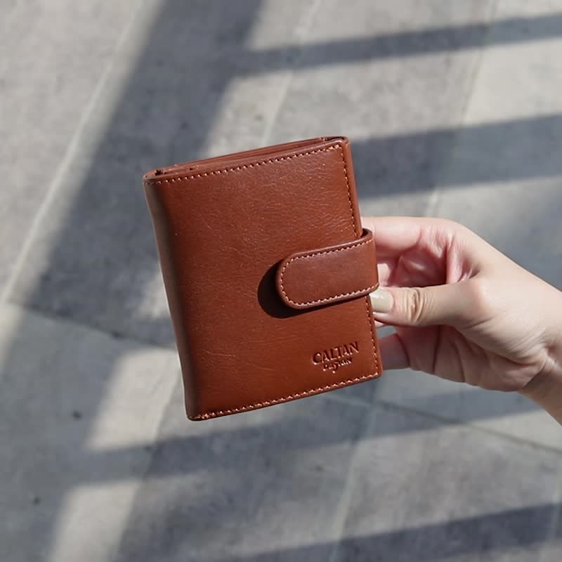 [Lucky Wallet] Genuine Leather Two-fold Multifunctional Storage Short Clip-071848cd Coffee - กระเป๋าสตางค์ - หนังแท้ สีนำ้ตาล