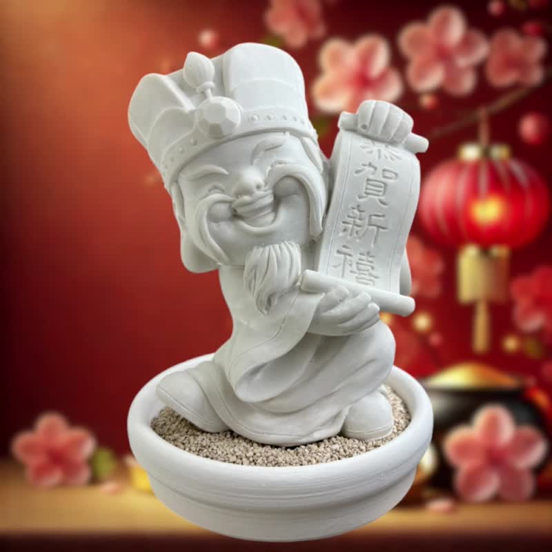 New Year Fortune God statue  w/small dish holder set - น้ำหอม - วัสดุอื่นๆ ขาว