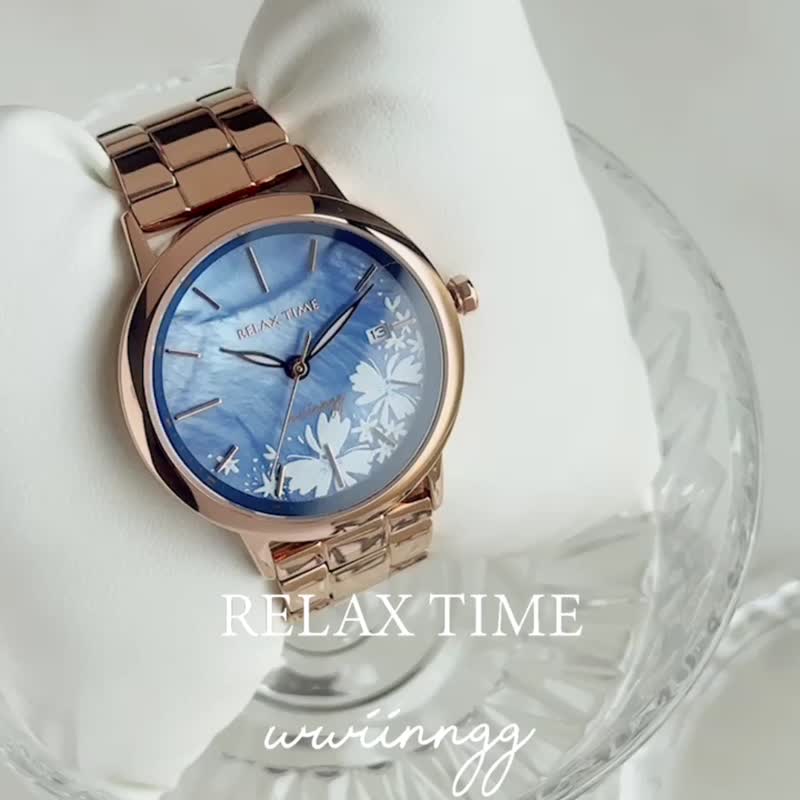 【RELAX TIME x wwiinngg聯名系列】設計女錶-蔚藍記憶 - 女錶 - 不鏽鋼 藍色