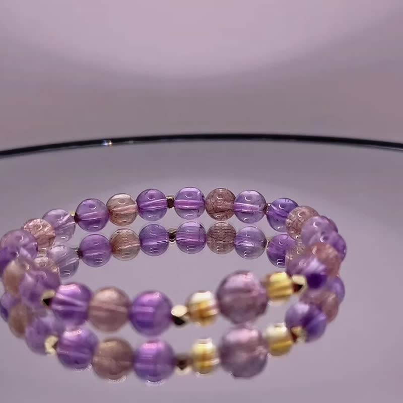 Handmade by Anita~Ametrine faceted beads & Bronze hair crystal beads & lavender amethyst bracelet - สร้อยข้อมือ - คริสตัล 