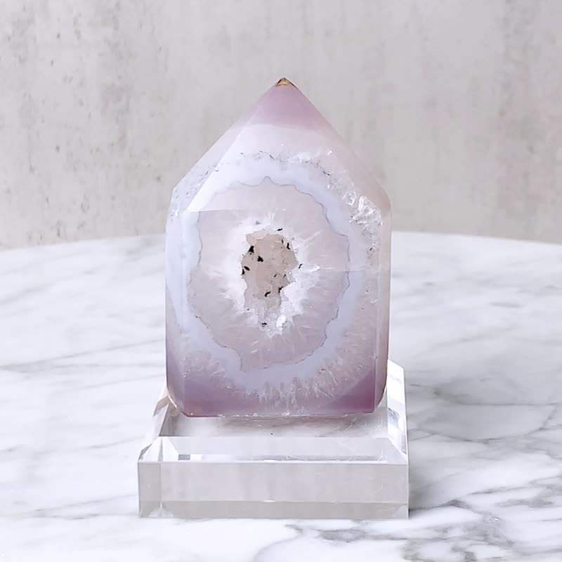 柱型瑪瑙水晶洞 // 招財 淨化空間 帶來平靜 // 贈底座 - 擺飾/家飾品 - 水晶 