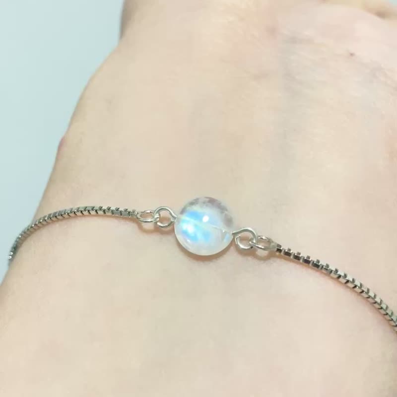 Blue Moonstone sterling silver tether Bracelet - Bracelets - Sterling Silver Blue