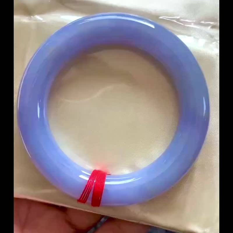 冰種 天然翡翠 緬甸 A玉 玉鐲 • 冰種紫羅蘭翡翠圓鐲 - 手鍊/手環 - 玉石 紫色