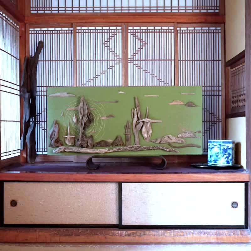 流木で描く山水画  流木アート 壁装飾  １５ - 壁貼/牆壁裝飾 - 木頭 咖啡色