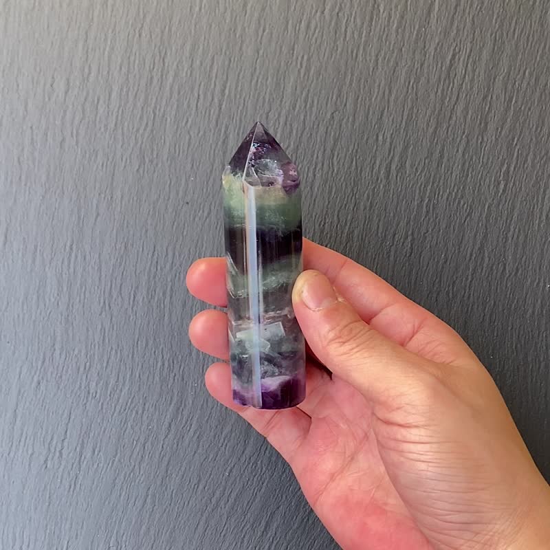 Rainbow Gradient Stone Crystal Pillar | Increase wisdom, attract wealth, and purify the aura | Fast shipping - ของวางตกแต่ง - คริสตัล หลากหลายสี