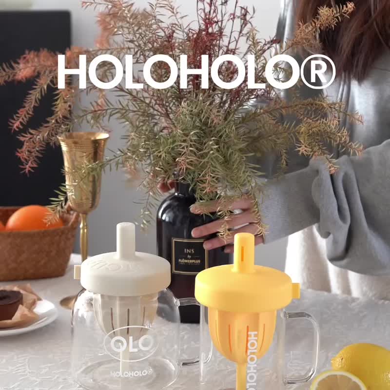 【HOLOHOLO】NUT CUP Freshly Squeezed Acorn Straw Cup (1000ml / 4 colors) - Cups - Glass Multicolor