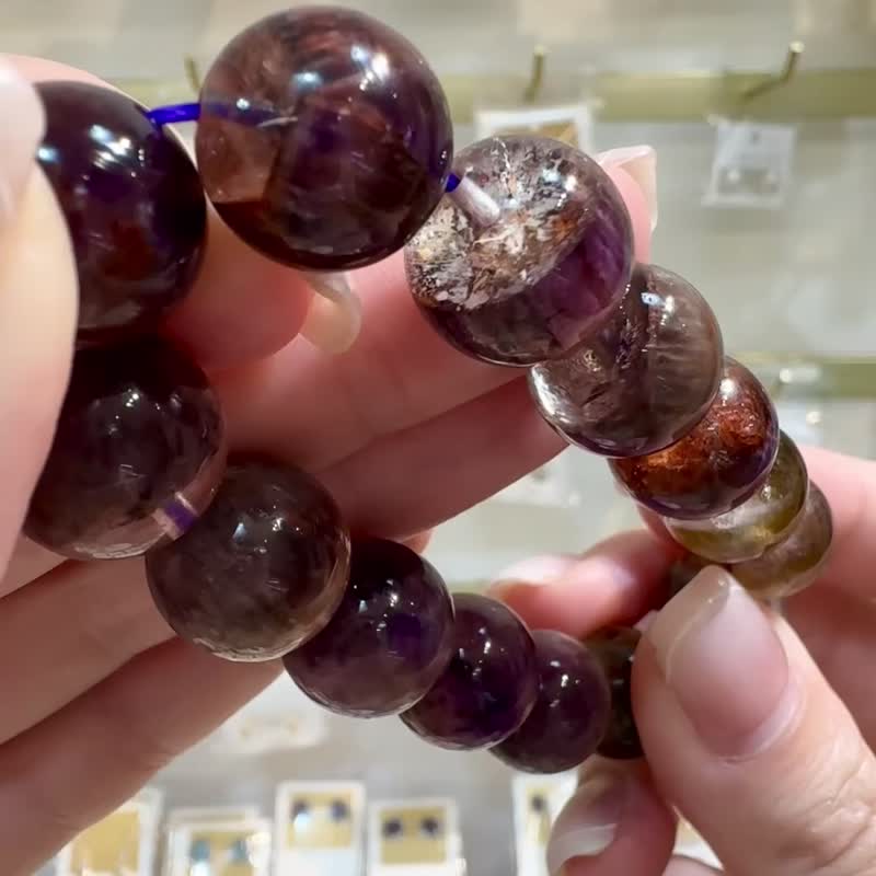 盆型濃色極光老礦13.6-14.5mm54.88g清理七脈輪提高靈性排焦慮 - 手鍊/手環 - 水晶 多色