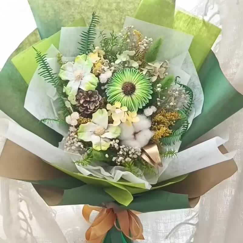 青蔥年少 .綠色系.乾燥花.索拉花.永生花.情人節.畢業花束 - 乾燥花/永生花 - 植物．花 綠色