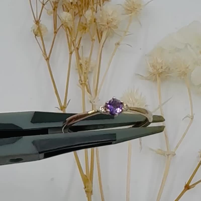 紫色能量10 K紫水晶鑽石女戒 - 戒指 - 貴金屬 