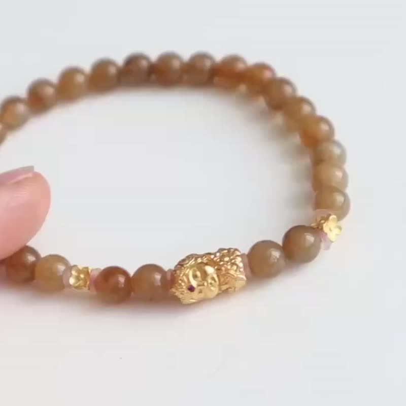 Natural Hetian jade sugar bracelet sugar bracelet bright sugar color with ancient Silver Tara sugar Hetian jade - สร้อยข้อมือ - หยก 