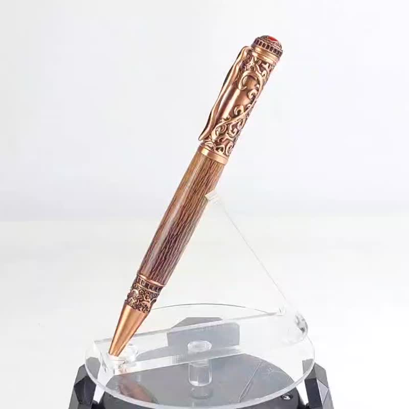 蕾絲木愛心旋轉原子筆/手工原子筆/KOBE手工筆 - 原子筆/中性筆 - 木頭 