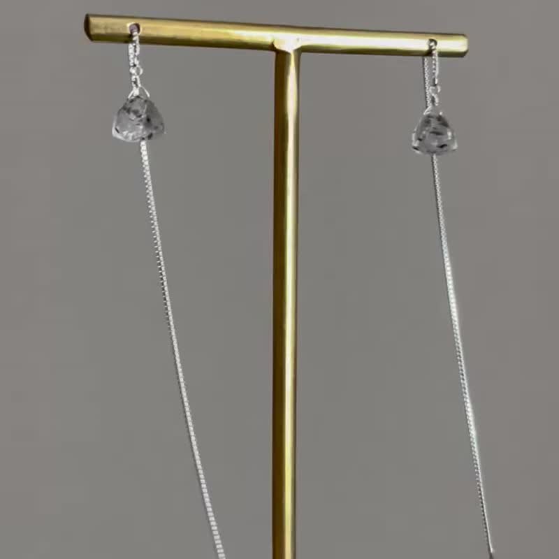 Semi-Precious Stones Earrings & Clip-ons Transparent - silver925 American earrings moss in quartz trilliant cut