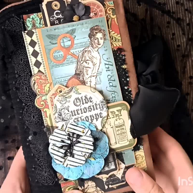 Old curiosity shop journal handmade Gothic oddity notebook Alchemy weird things - 筆記本/手帳 - 紙 黑色