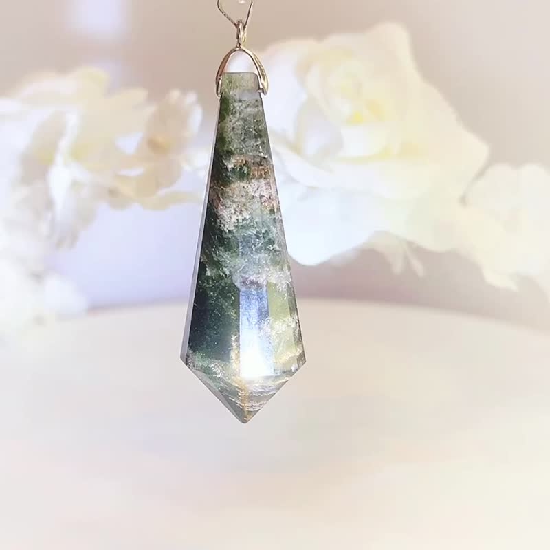 No.6 稀有綠幽靈 水晶 項鍊 意境美 彩幽靈 異象水晶 吊墜 靈擺 - 項鍊 - 水晶 多色
