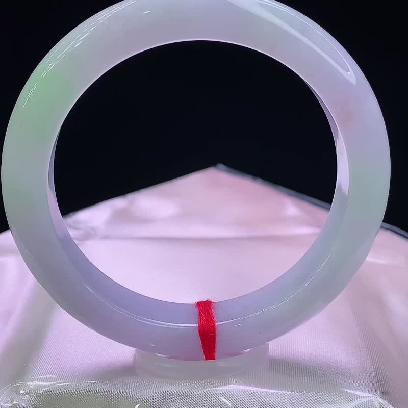 緬甸老坑 天然A貨翡翠手鐲 圈口58.9MM 春彩 水頭足 編號07218 - 手鍊/手環 - 玉石 