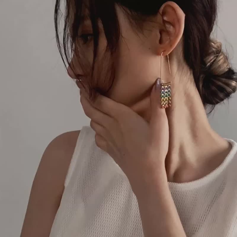 PRIDE 系列 - 六色彩虹 * LGBT 遊行 彩虹 黃銅 耳針 耳環 - 耳環/耳夾/耳骨夾 - 銅/黃銅 多色