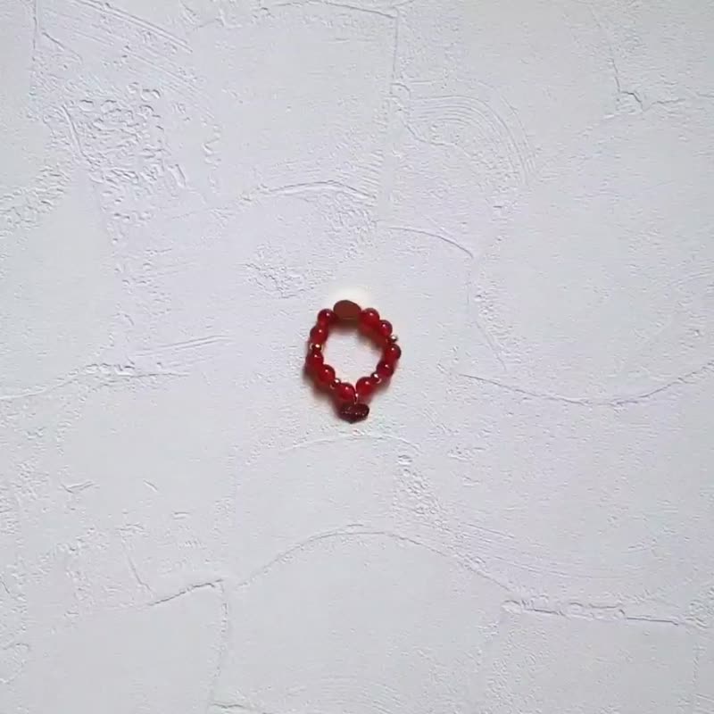 紅圖大展 天然晶石尾戒 (紅瑪瑙)增加活性.美顏.除負能 - 戒指 - 水晶 紅色